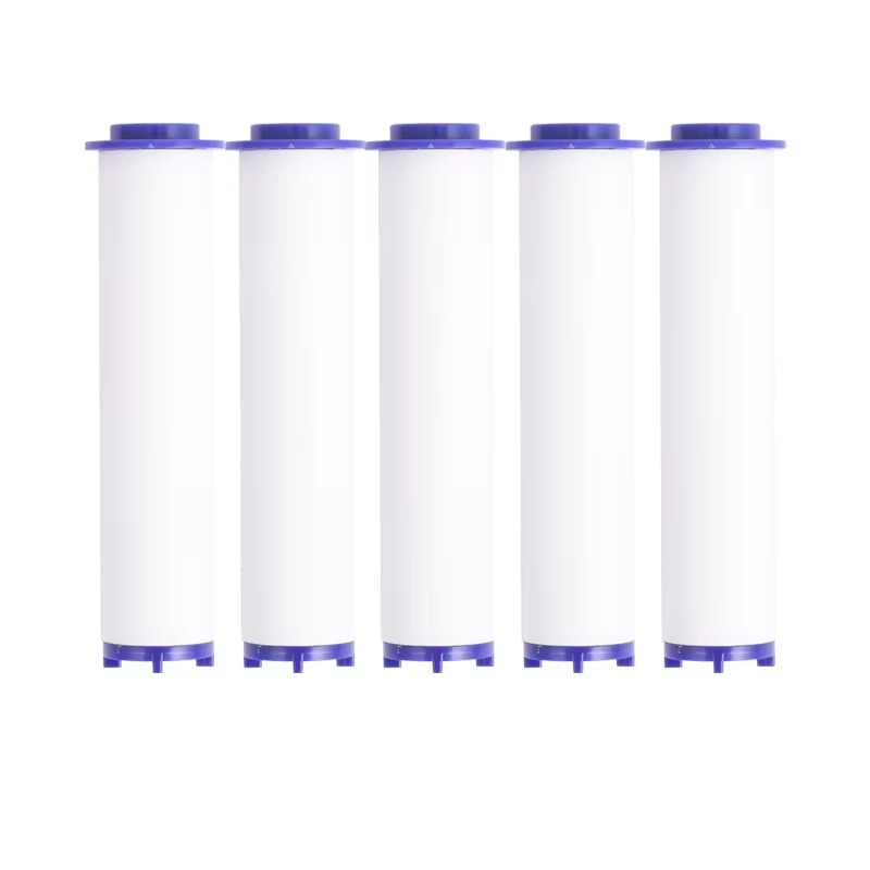 Universal water purification filter cartridge for showers, targeting chlorine & water quality.