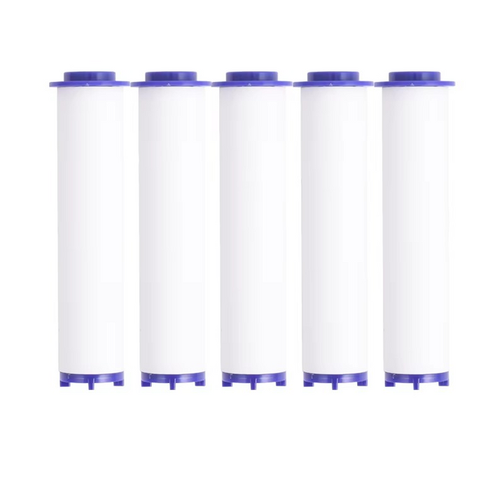 Universal water purification filter cartridge for showers, targeting chlorine & water quality.