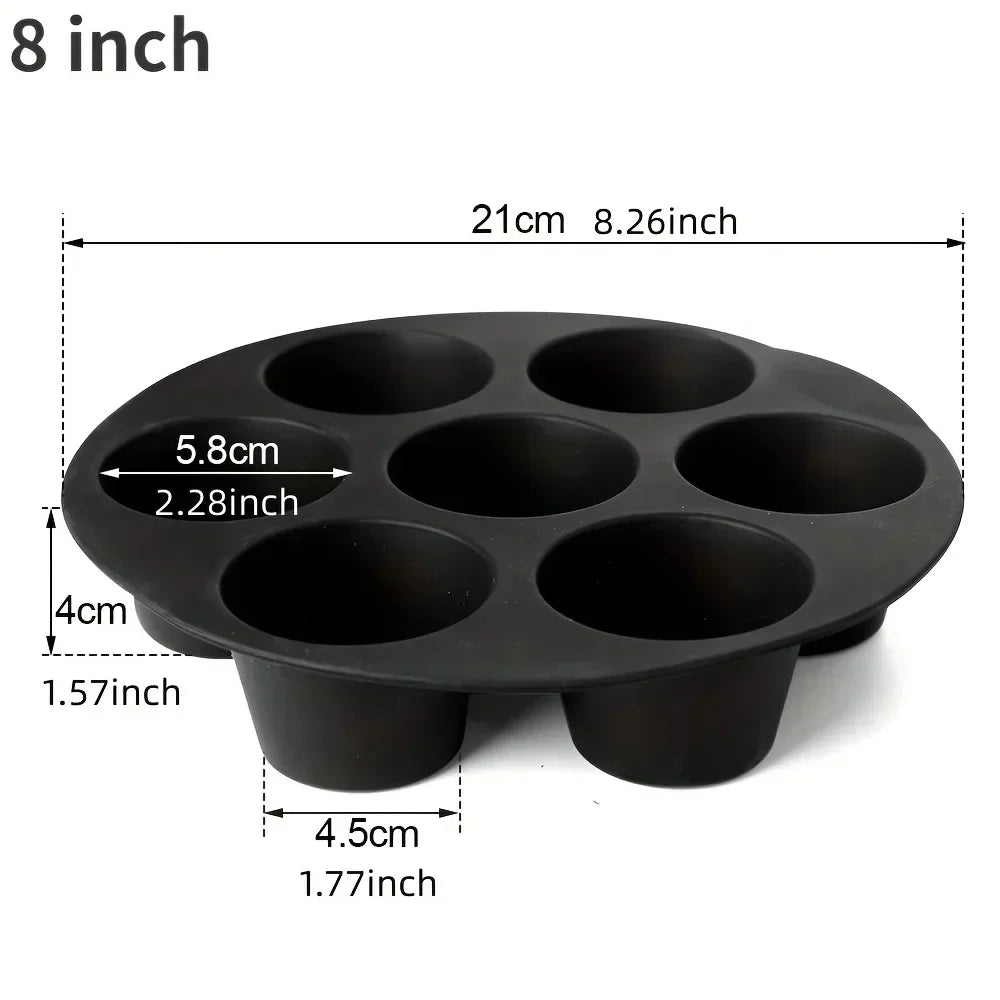Multi-purpose silicone mold for baking healthy treats in your air fryer. Great for cakes, bread, or casseroles.