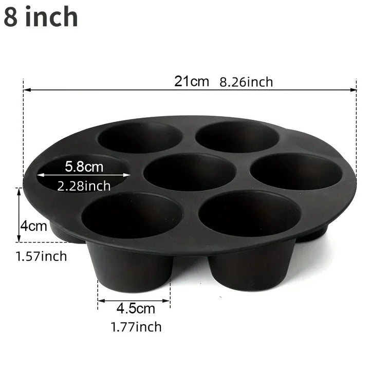 Multi-purpose silicone mold for baking healthy treats in your air fryer. Great for cakes, bread, or casseroles.