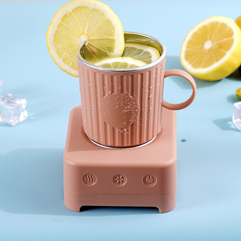 Advanced smart mug with rapid cooling for chilled beverages & instant heating for hot drinks.