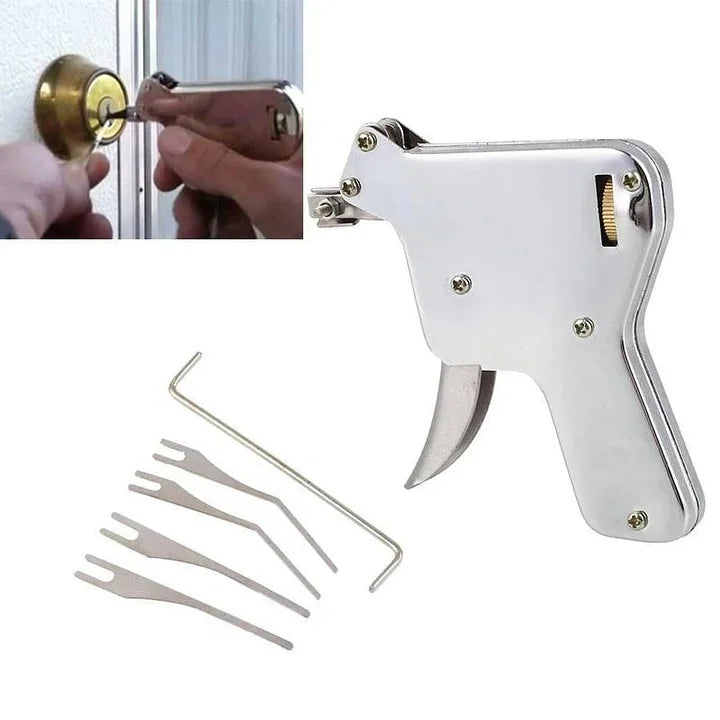 Comprehensive emergency lock picking tool kit. Steel security set for quick access during home, car, or survival lockouts.