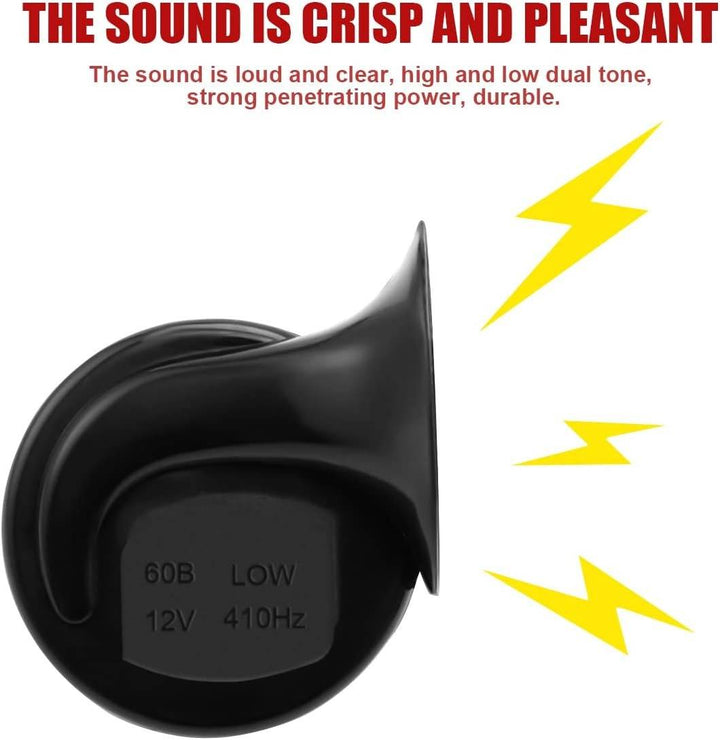 Compact design universal super loud train horn. 12V electric horn for car & truck safety. Easy installation.