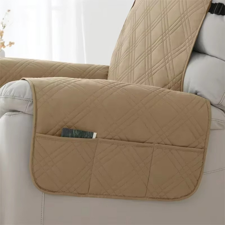 Durable waterproof recliner cover, anti-slip furniture protector for single seater, ideal for active homes.