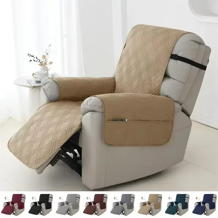 Universal anti-slip chair cover, waterproof recliner protector for spills, pet hair, and wear.