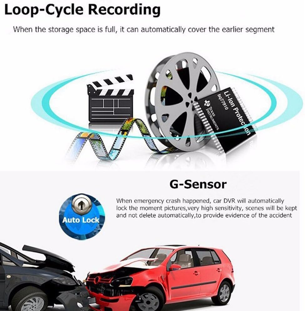 High-definition 1080P hidden dash cam with G-Sensor and 170° wide angle WiFi