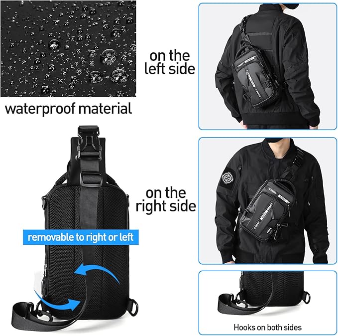 Compact outdoor gear: a versatile sling bag in black nylon for active lifestyles