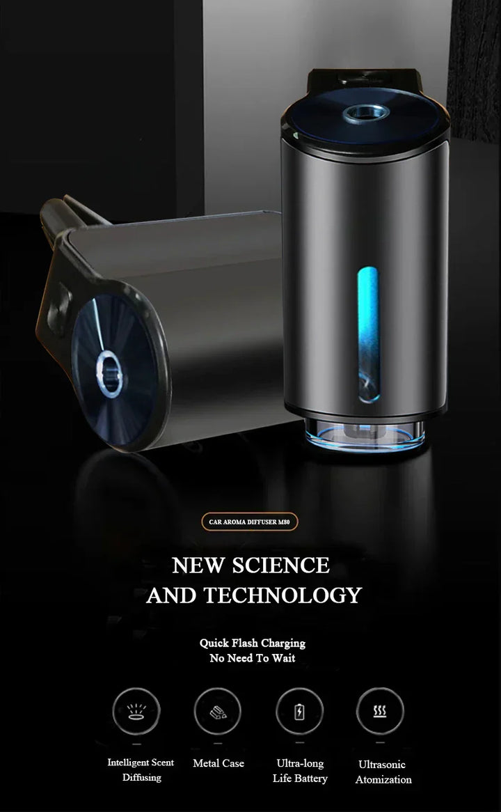 Compact car essential oil diffuser, USB humidifier feature