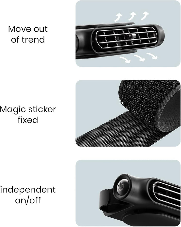 AutoBreeze USB car fan, headrest mounted, provides efficient vehicle cooling