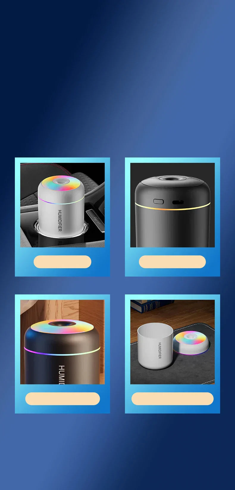 Mini air humidifier with USB connection, infusing essential oils for car interior