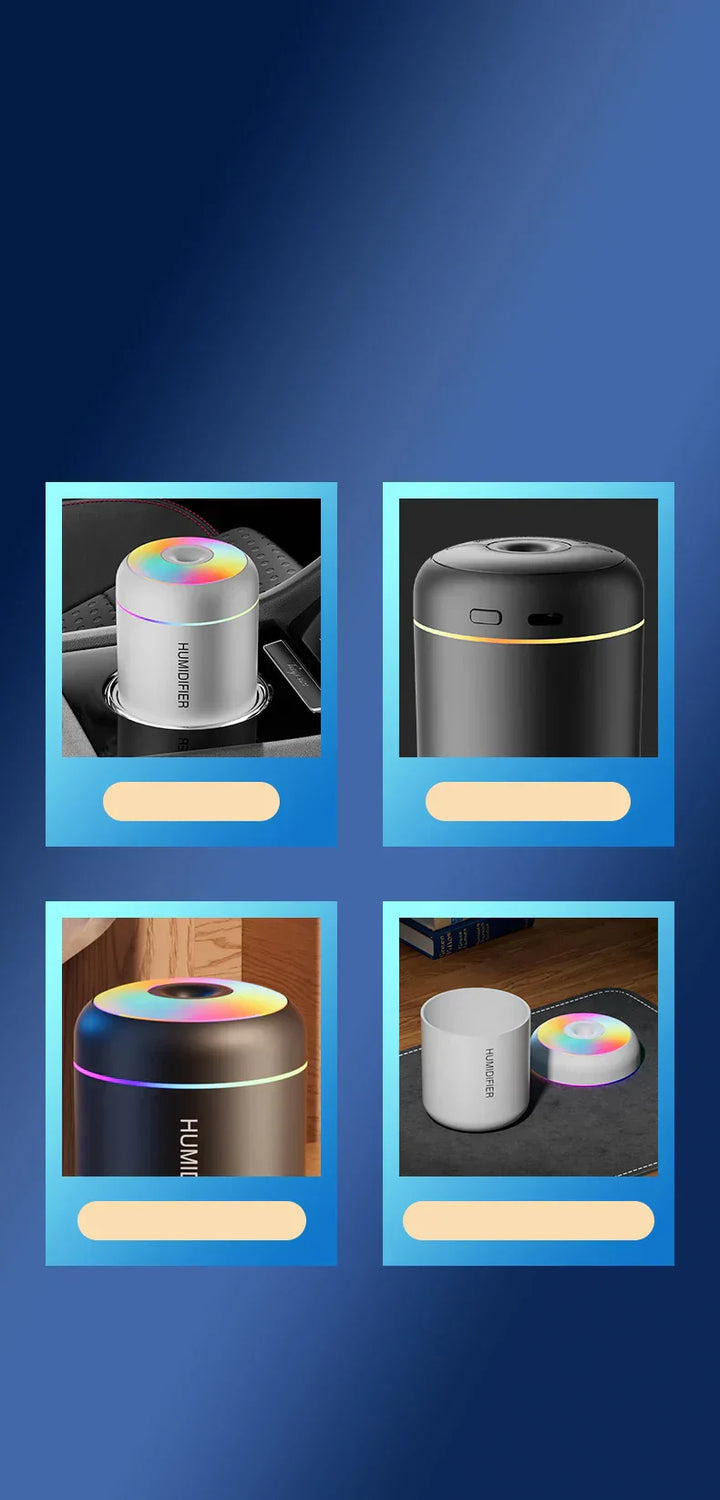 Mini air humidifier with USB connection, infusing essential oils for car interior