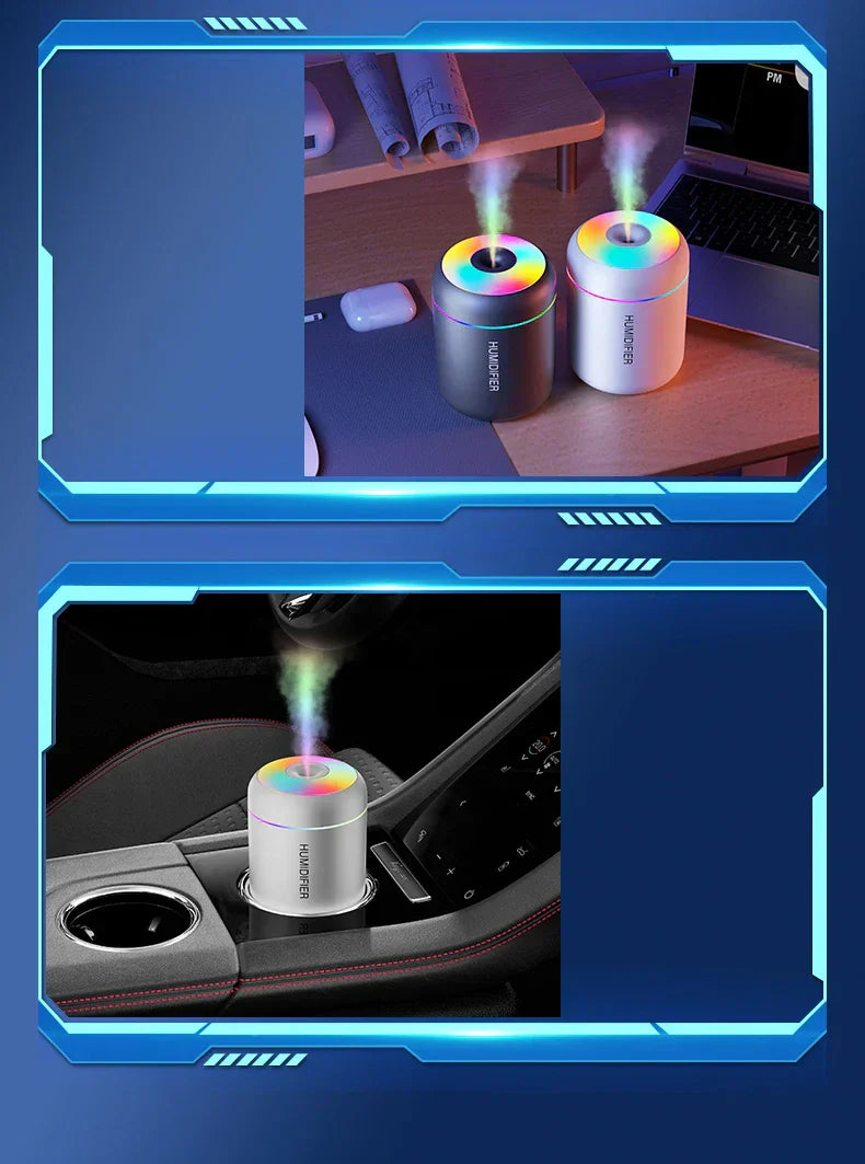 Personal USB humidifier for desktop, car, or nightstand, with aromatherapy function