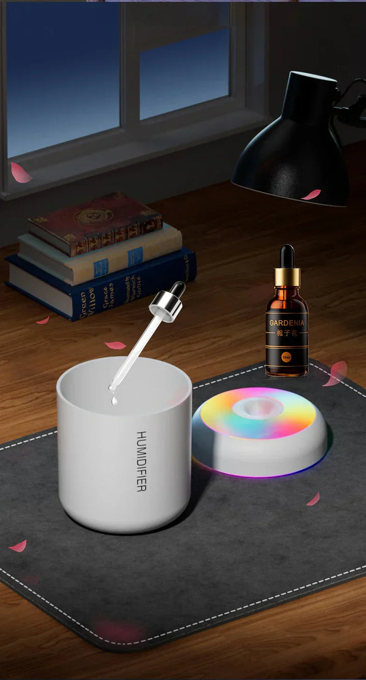 USB mini humidifier, quiet operation for bedroom, adding moisture and aroma