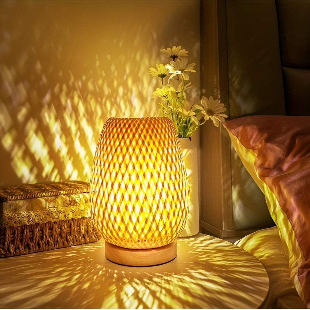 Sustainable bamboo and USB powered table lamp, a versatile and eco-conscious lighting solution.
