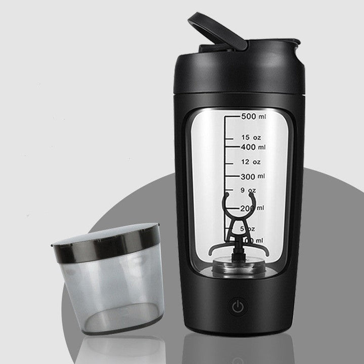 USB rechargeable electric protein shaker, BPA-free, effortlessly mixing supplements for gym or kitchen.