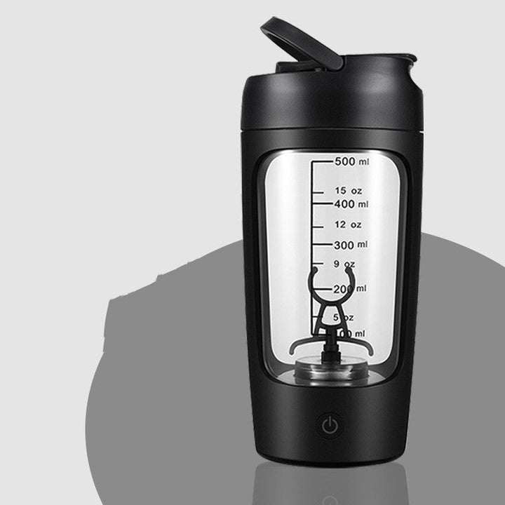Portable electric protein mixer, USB-charged, ideal for fitness enthusiasts on the go.