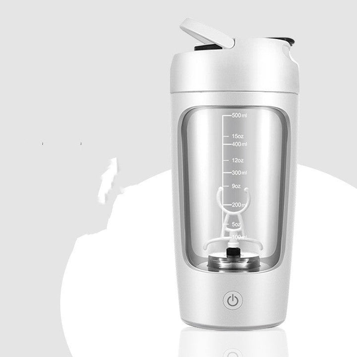 Unisex electric protein shaker cup, USB charging, for smooth, clump-free nutrition drinks.