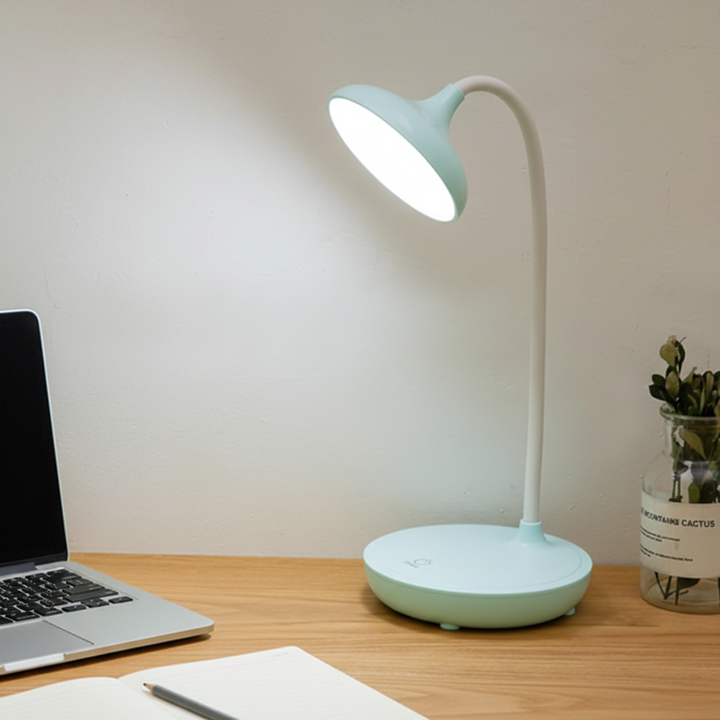 USB rechargeable LED desk lamp with touch control, flexible gooseneck for workspace lighting