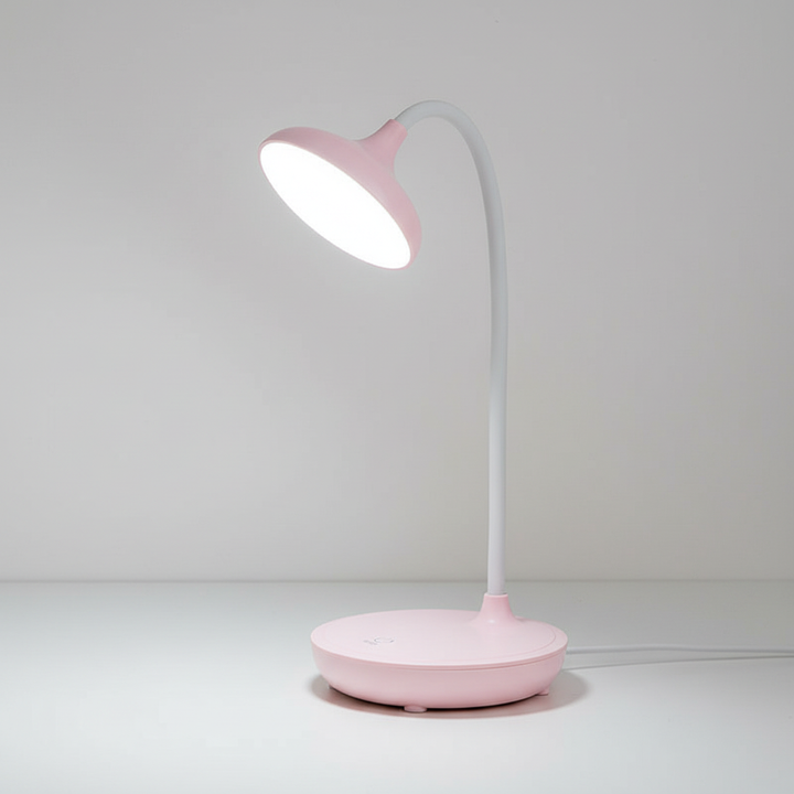 Modern white USB rechargeable LED desk lamp, portable lighting solution for any area