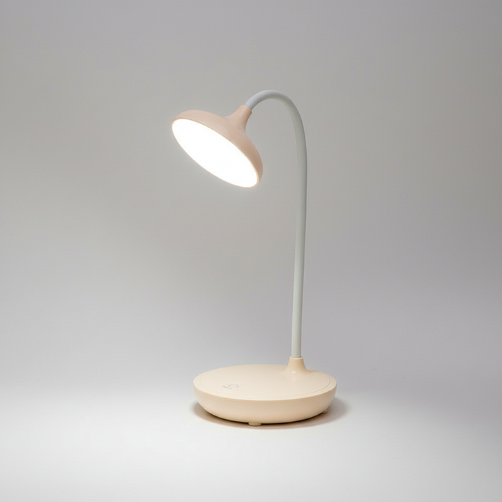 Compact USB LED lamp with touch control, flexible neck, providing bright & efficient desk light