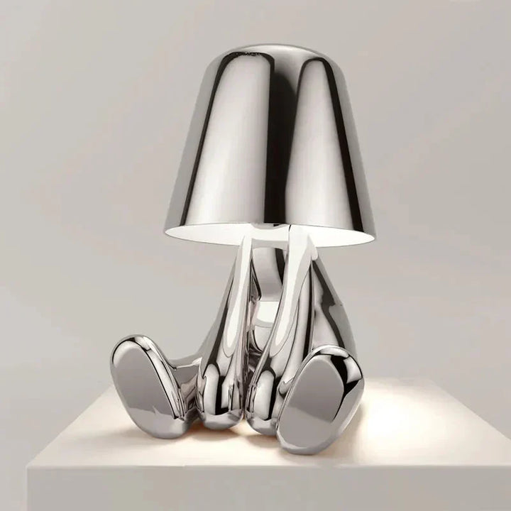 Bedroom LED table lamp, USB rechargeable, sculptural design, warm ambient glow