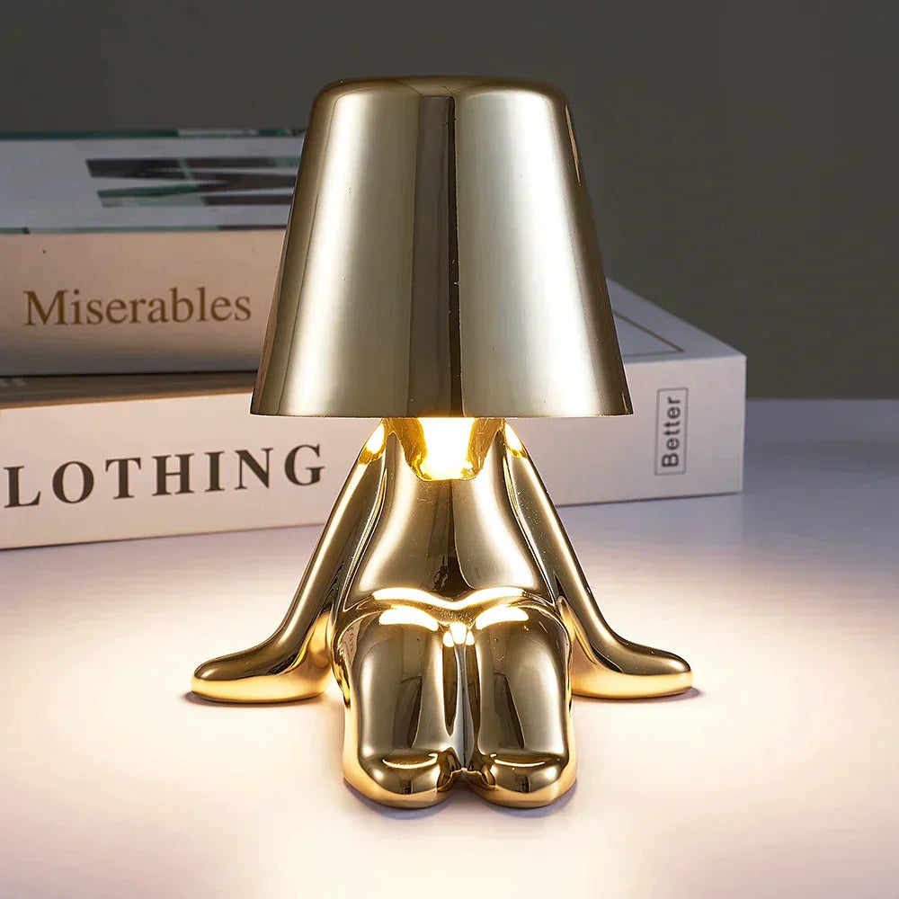Modern LED table light, rechargeable, geometric uniqueness, warm ambient glow