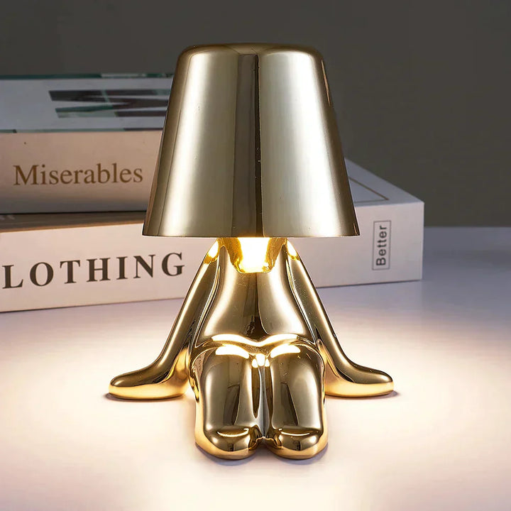 Modern LED table light, rechargeable, geometric uniqueness, warm ambient glow
