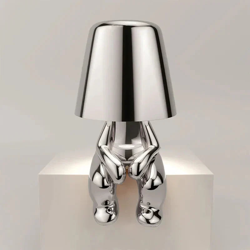 Wireless LED table lamp, unique geometric design, provides soft ambient light