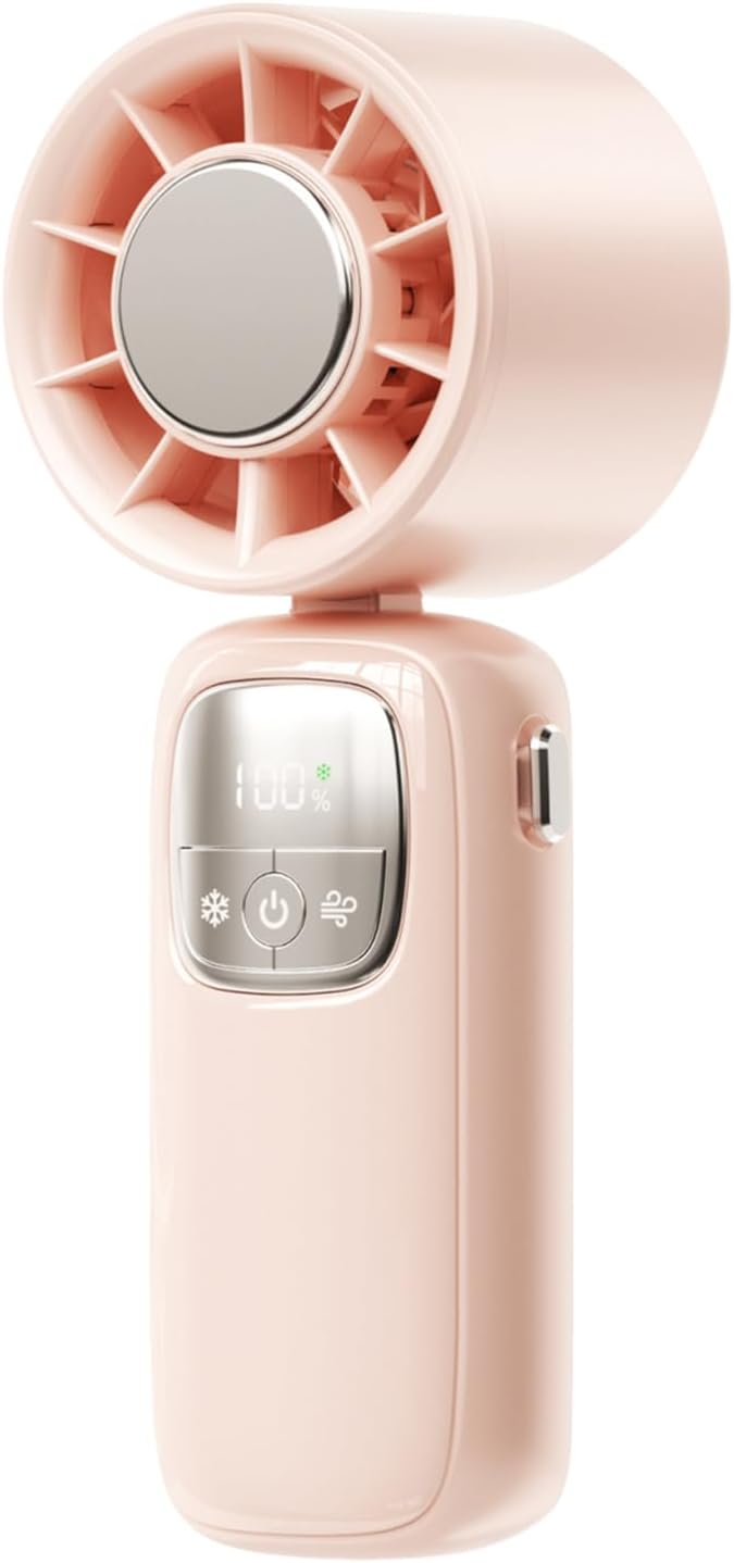 USB rechargeable portable cooling fan with LED display, foldable and handheld, 100 speeds
