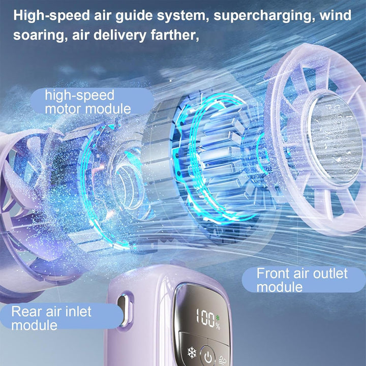 Desktop or handheld fan, USB rechargeable with LED display and 100 speed settings