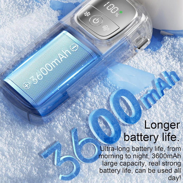 Durable USB fan, foldable for portability, LED display shows 100 cooling speeds