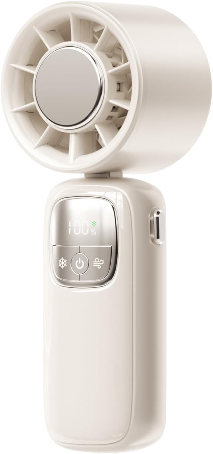 Foldable fan, USB compatible, with real-time LED display of 100 speed settings