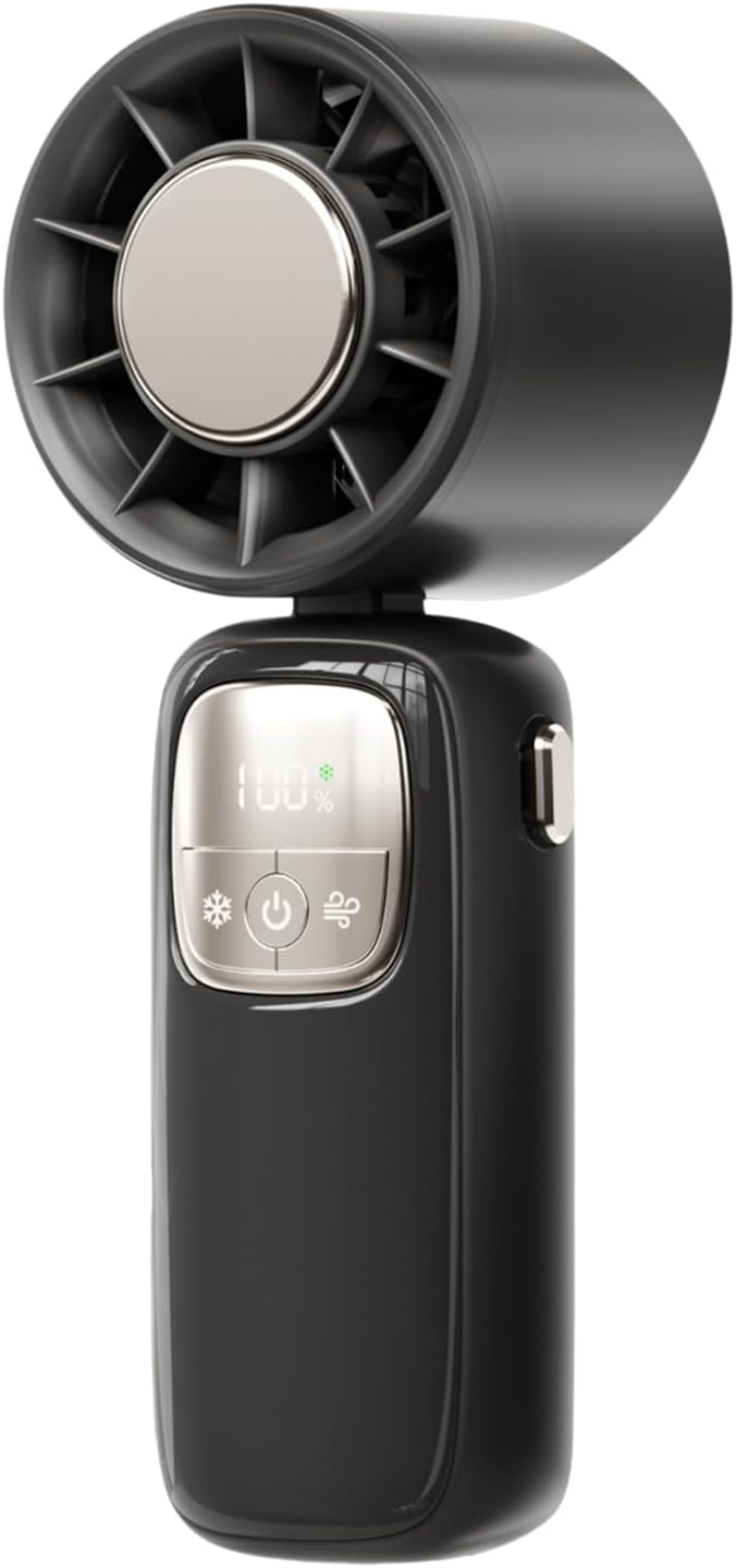 Modern portable fan offering 100 speeds via LED display, USB rechargeable