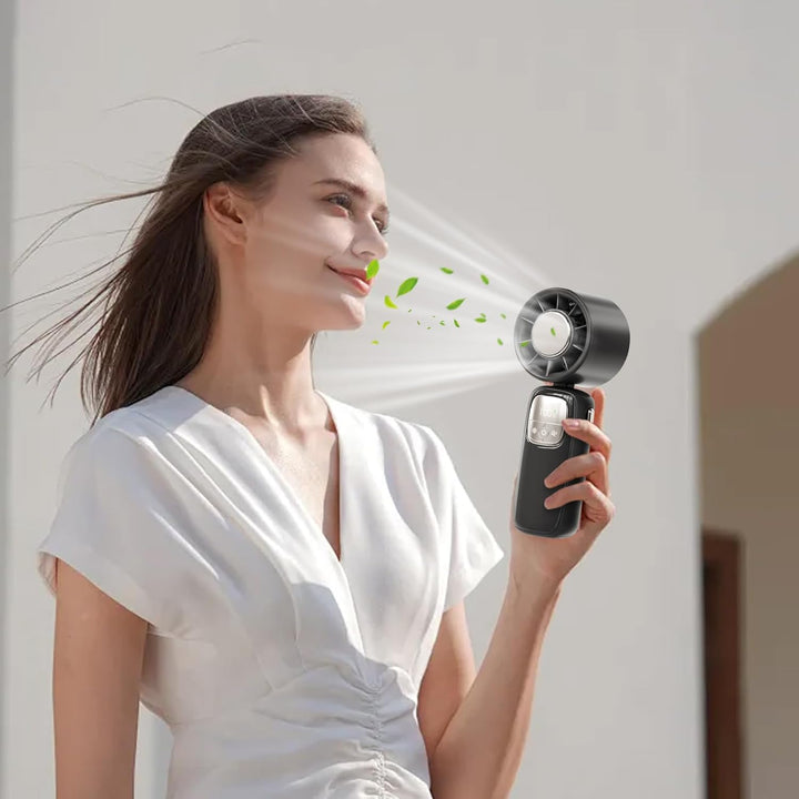 Convenient USB handheld fan with clear LED display, 100 fan speeds for personal use
