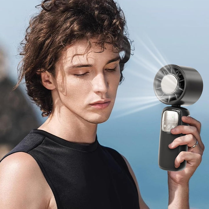 Flexible portable fan, foldable, USB charger, LED display for 100 speed settings
