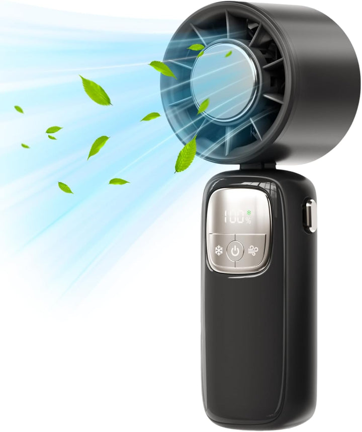 Long-lasting battery portable fan, USB rechargeable, LED display, 100 fan speeds