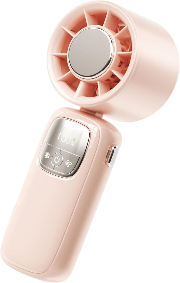 Handheld USB cooling fan featuring an LED display and 100 customizable speeds