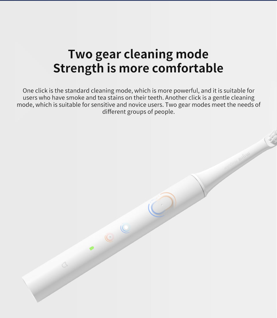 Front view of Electric Toothbrush with power button and mode indicator for oral hygiene