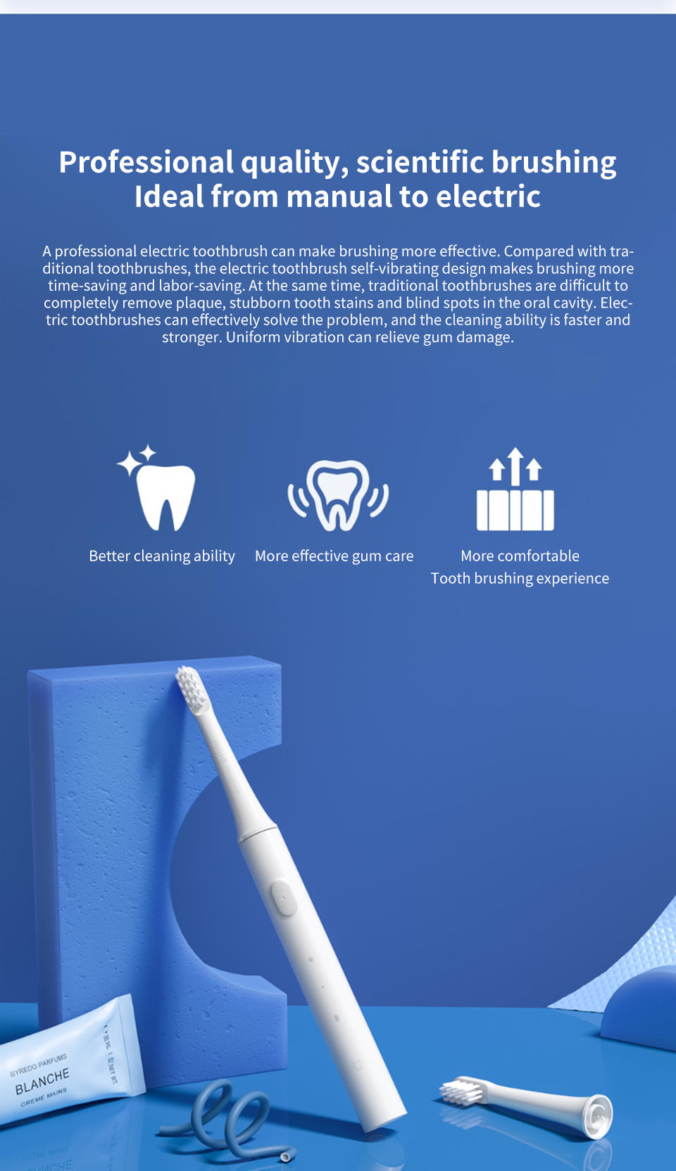 User holding a Sonic Electric Toothbrush, demonstrating proper brushing technique for dental health
