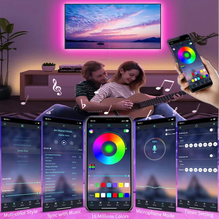 USB powered RGB LED light strip, color changing, perfect for home accent lighting