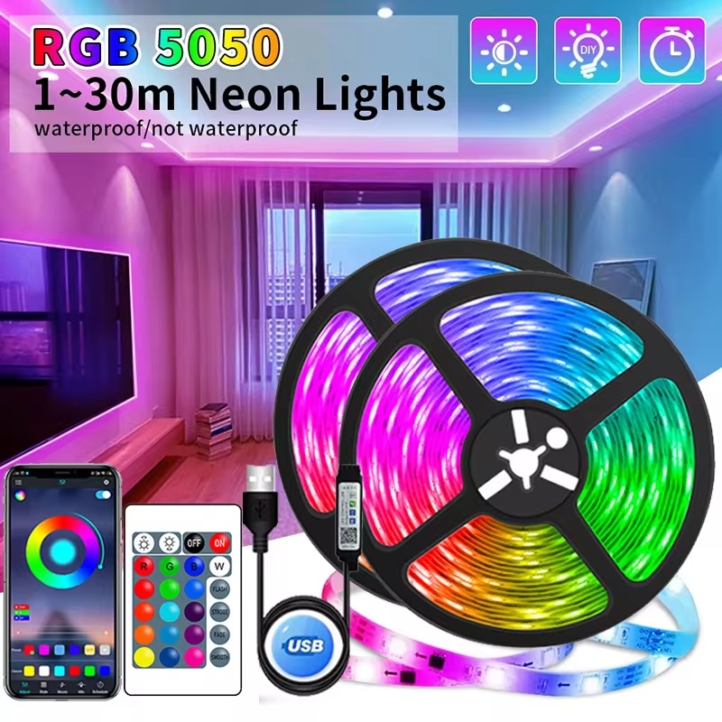 RGB LED strip backlight for TV, USB powered, smart lighting, vibrant colors