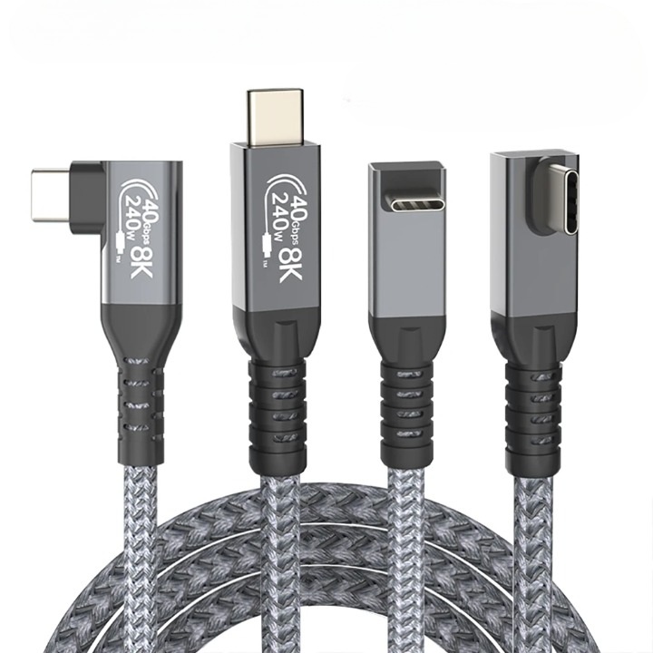 USB4 90° Angled Type-C Cable - 40Gbps, 240W, 8K Display (1+1 FREE)
