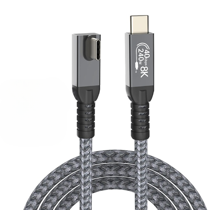USB4 90° Angled Type-C Cable - 40Gbps, 240W, 8K Display (1+1 FREE)