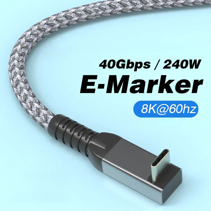 USB4 90° Angled Type-C Cable - 40Gbps, 240W, 8K Display (1+1 FREE)
