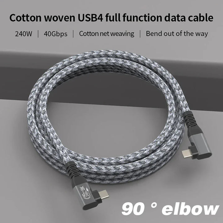 USB4 90° Angled Type-C Cable - 40Gbps, 240W, 8K Display (1+1 FREE)