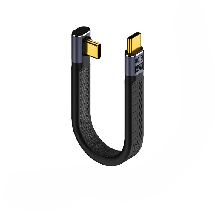 Secure-fit USB4 elbow connector cable, 240W, 40Gbps, 8K, designed for reliable connections