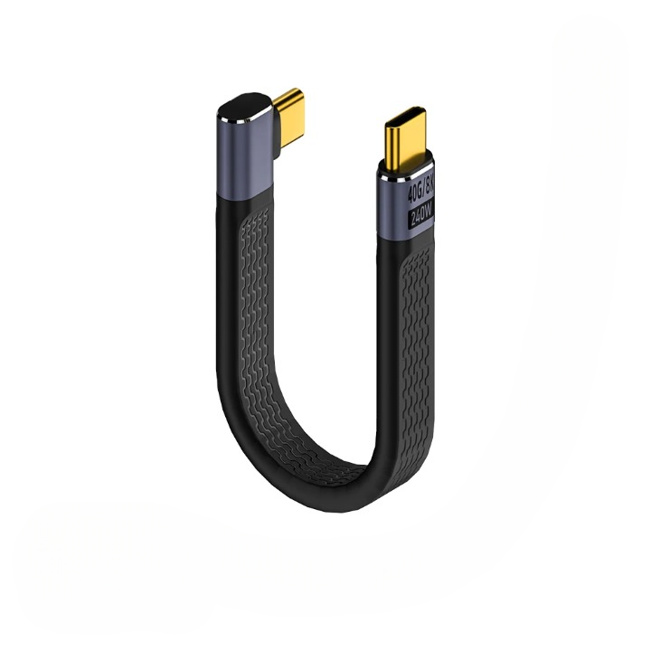 Premium USB4 type c cable with 90-degree bend, supports 240W fast charge & 40Gbps data