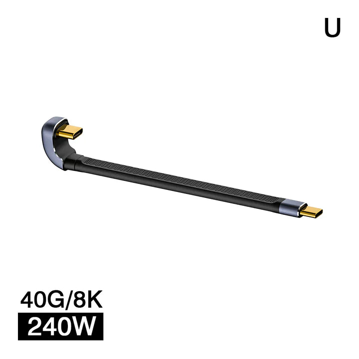 Durable USB4 elbow charging cable with 240W E-Marker chip for efficient power delivery