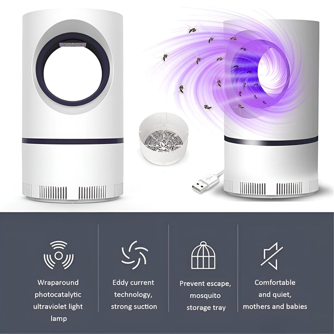 Portable USB-powered UV insect trap. Chemical-free solution for indoor & outdoor pests.