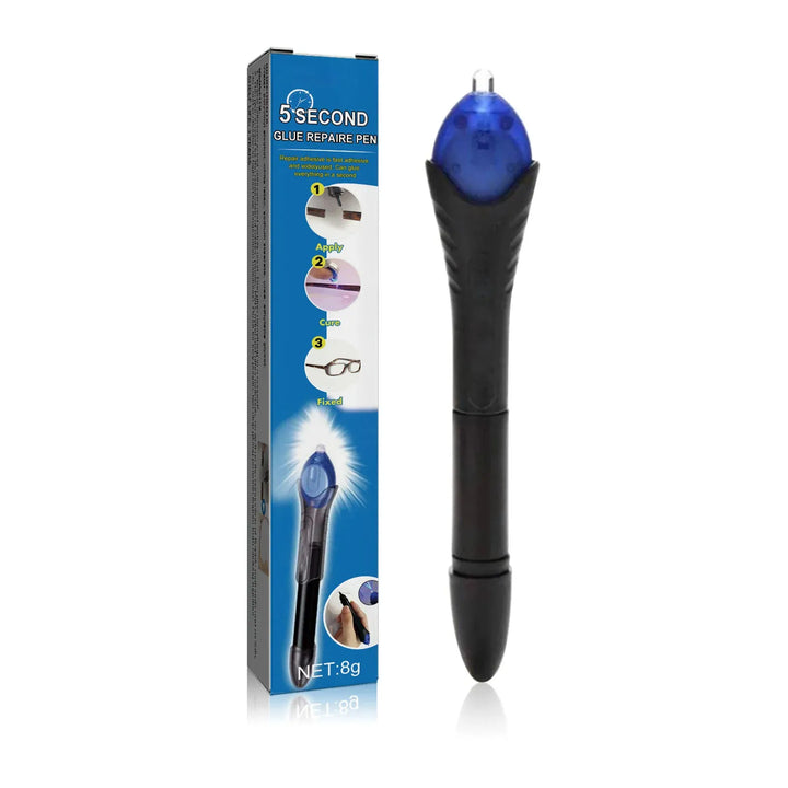 QuickFix UV Glue Pen. Repair broken plastic items with a strong, transparent bond using this liquid plastic welding tool.